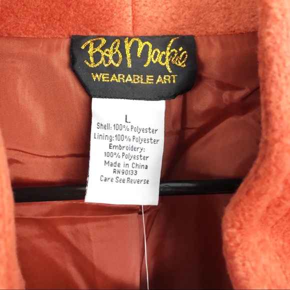 Bob Mackie Wearable Art Coat Boho Orange L - Picture 6 of 7